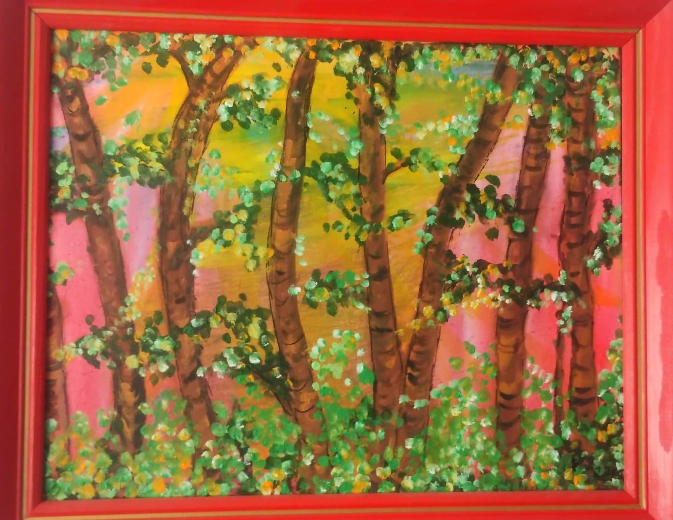 Drzewa nad jeziorem Szelment-radosny dzień